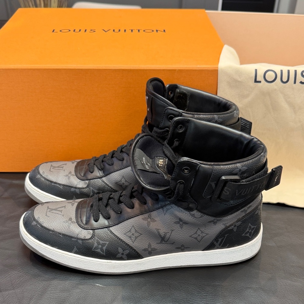 Louis Vuitton Black and Gray Monogram High-Top Sneakers MAKE ME AN OFFER